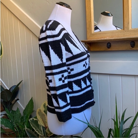 NWT Lauren Ralph Lauren Sevilla Hand Knit Cardigan Sweater Pearl and Black Knit - Picture 11 of 15